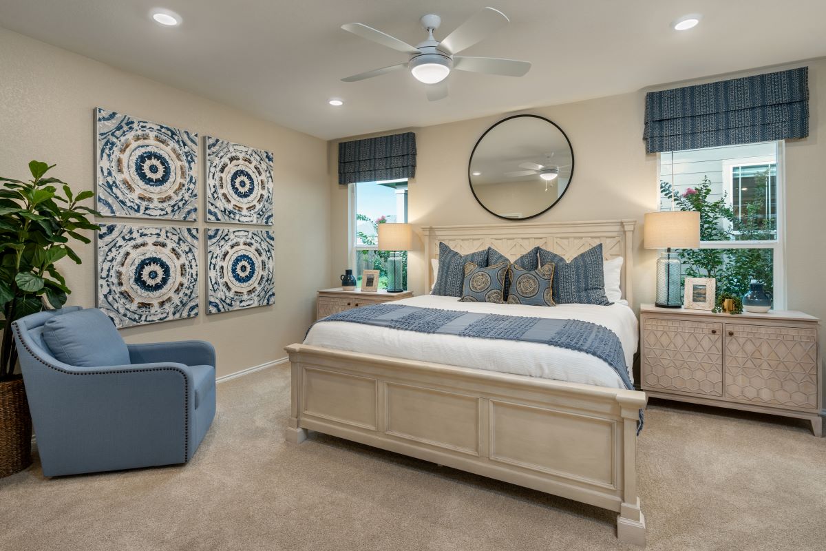 New Homes in Belton, TX - West Canyon Trails Plan 2412 Primary Bedroom as modeled at Sonterra