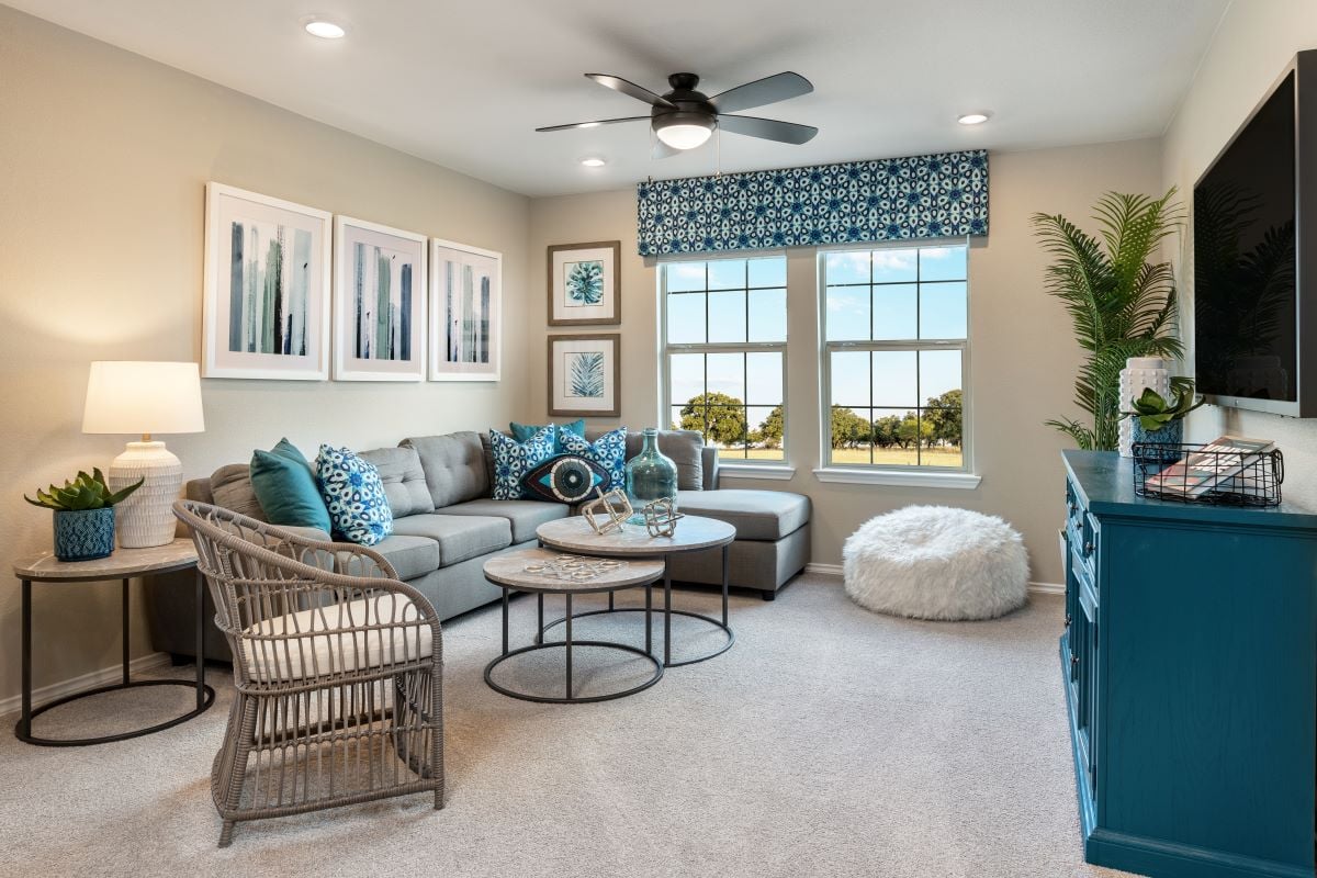 New Homes in Manor, TX - Presidential Meadows Plan 2458 Game Room as modeled at Sonterra