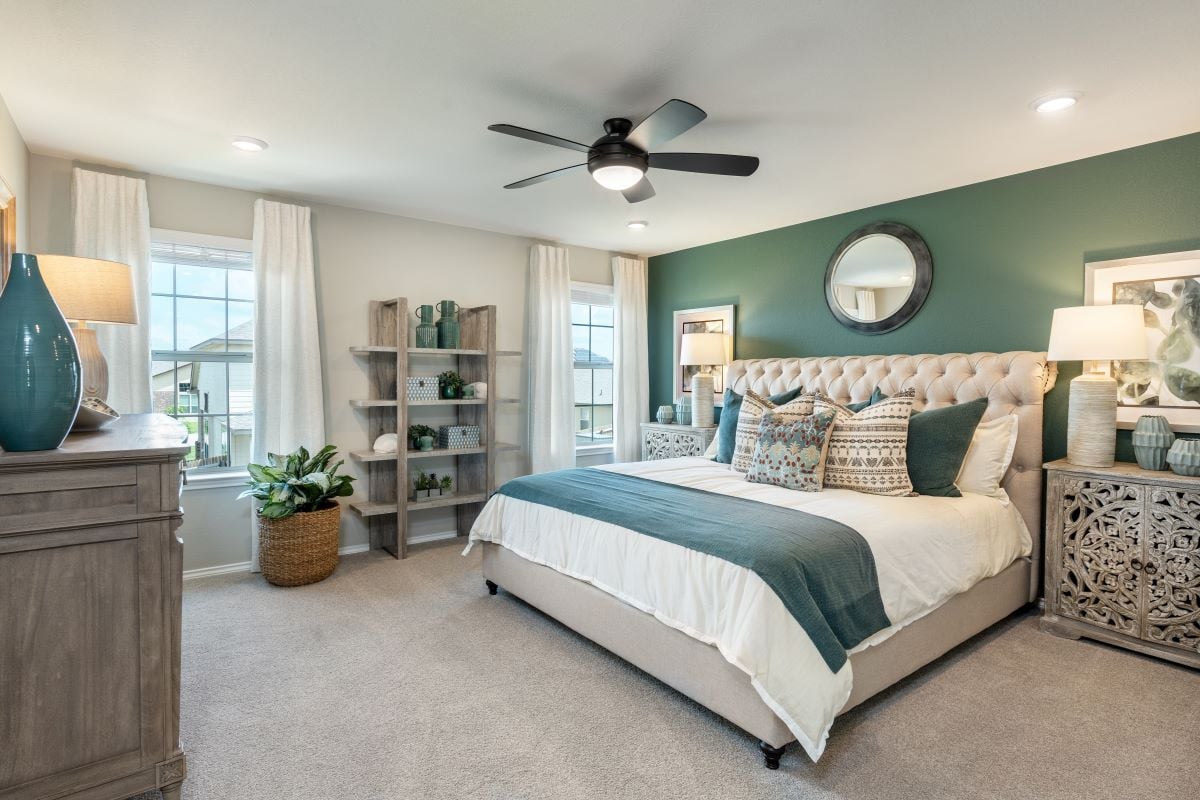 New Homes in Austin, TX - Scenic Pass - Heritage Collection Plan 2458 Primary Bedroom as modeled at Sonterra