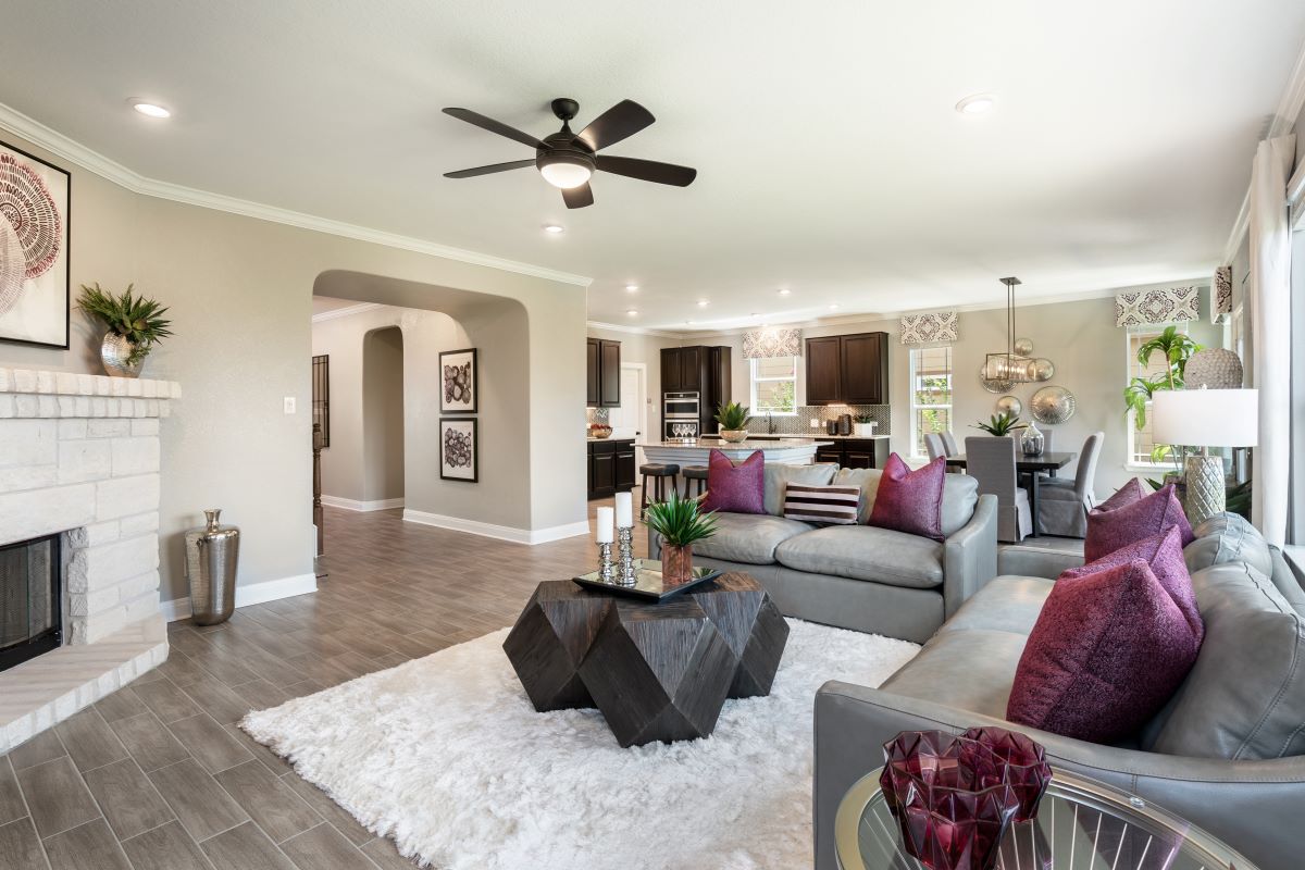 New Homes in Round Rock, TX - Salerno - Heritage Collection Plan 2898 Great Room as modeled at Sonterra