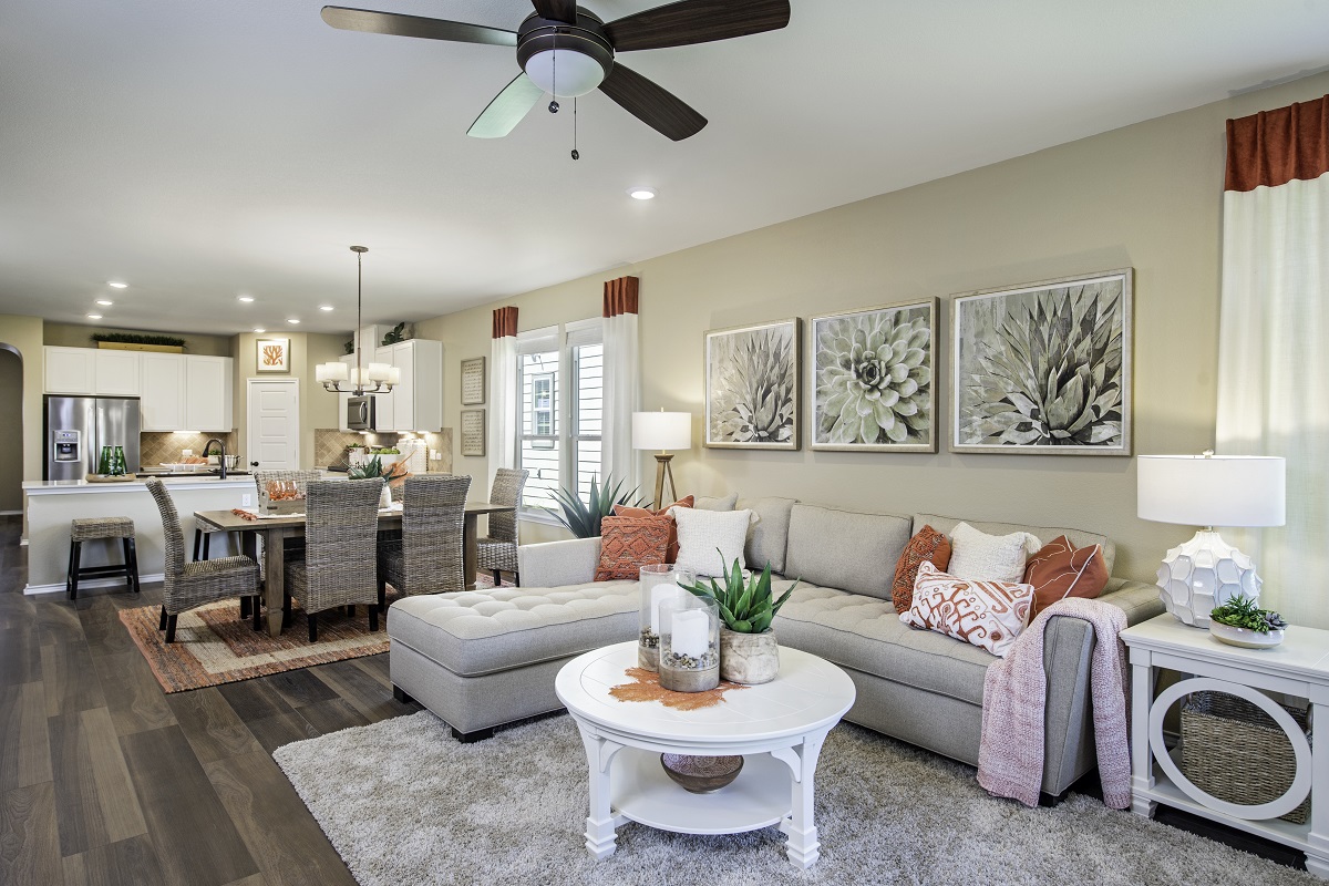 New Homes in Round Rock, TX - Salerno - Classic Collection Plan 2089 Great Room as modeled at Stagecoach Crossing