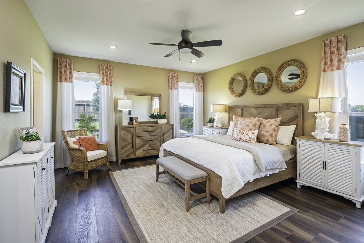 New Homes in Austin, TX - McKinney Crossing Plan 2089 Primary Bedroom as modeled at Stagecoach Crossing