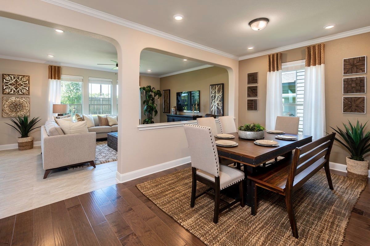 New Homes in Round Rock, TX - Salerno - Classic Collection Plan 2655 Dining Room as modeled at Stagecoach Crossing