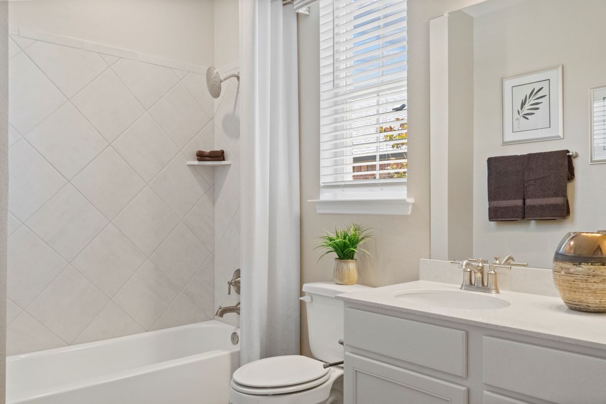 Porcelain tub at secondary bath