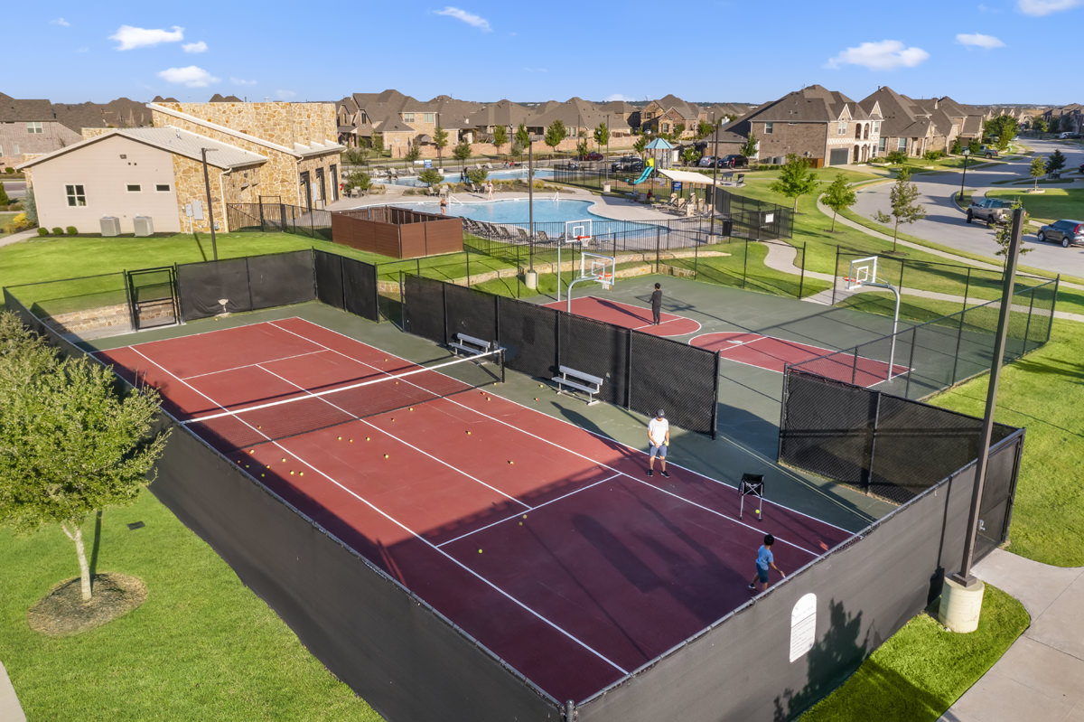 Community tennis and basketball courts
