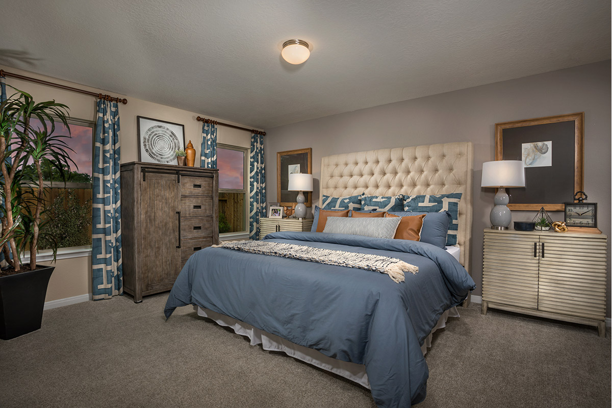 New Homes in Spring, TX - Spring Creek Plan 1585 Primary Bedroom as modeled at Willow Wood Place