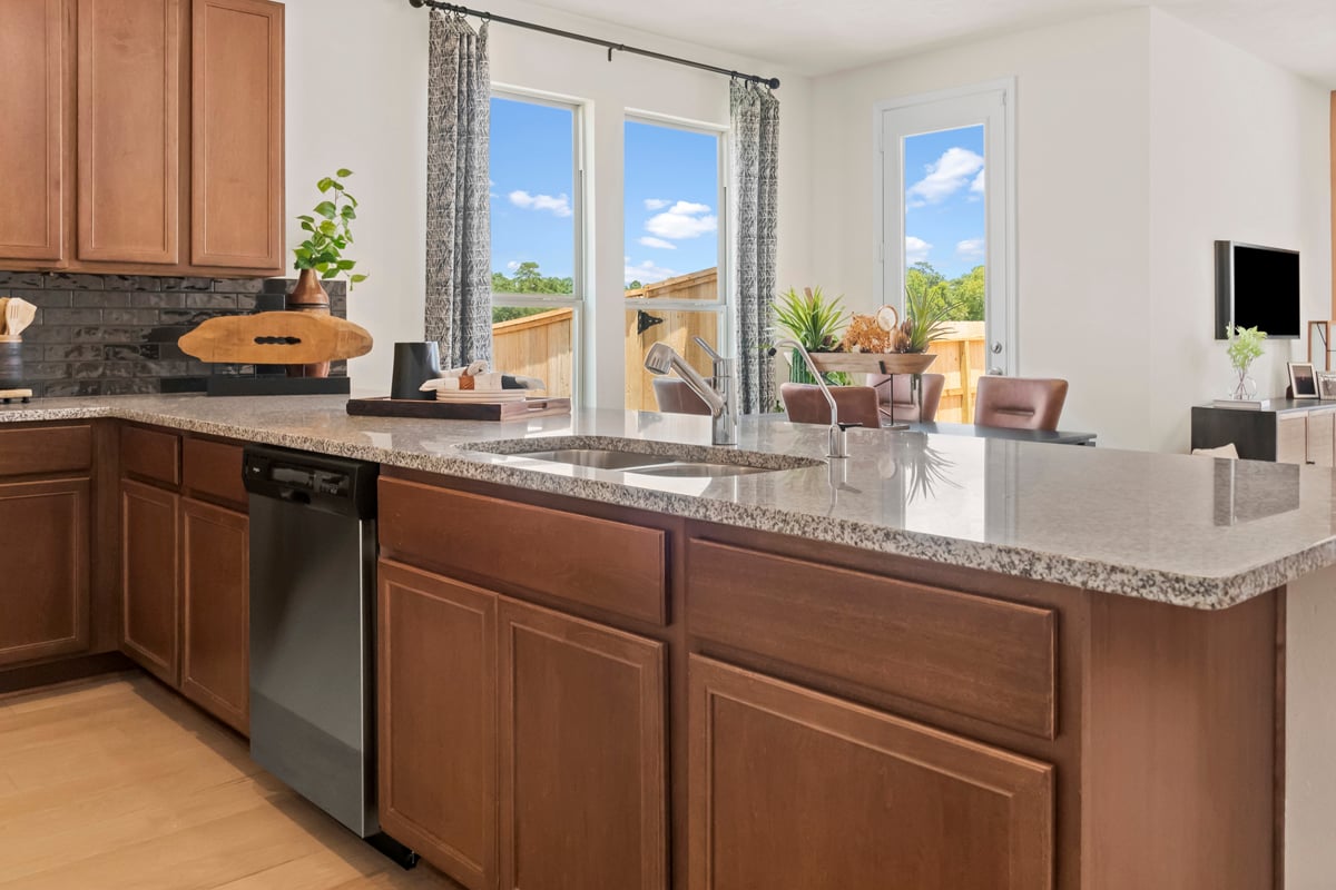 Granite countertops in kitchen