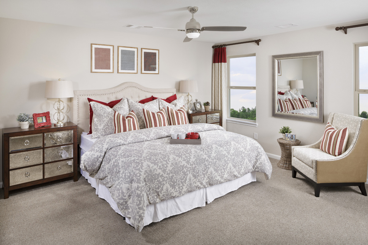 New Homes in Houston, TX - Lakewood Pines Trails Plan 1864 Primary Bedroom as modeled at Katy Manor Trails 