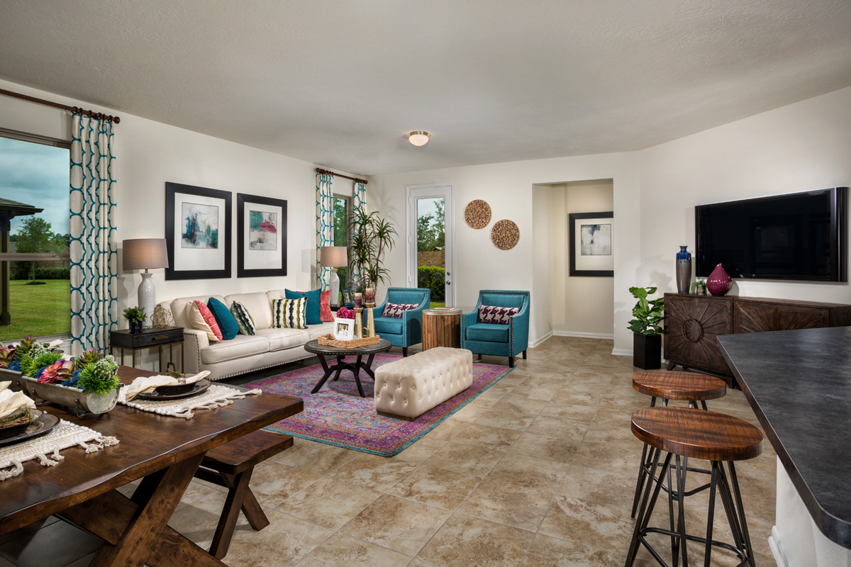 New Homes in Houston, TX - Lakewood Pines Trails Plan 1585 Great Room