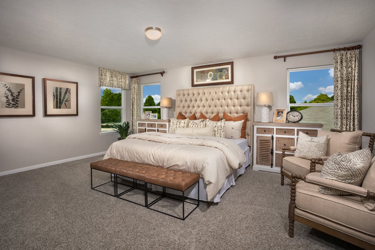 New Homes in Missouri City , TX - Olympia Falls Plan 2526 Primary Bedroom as modeled at Mustang Ridge