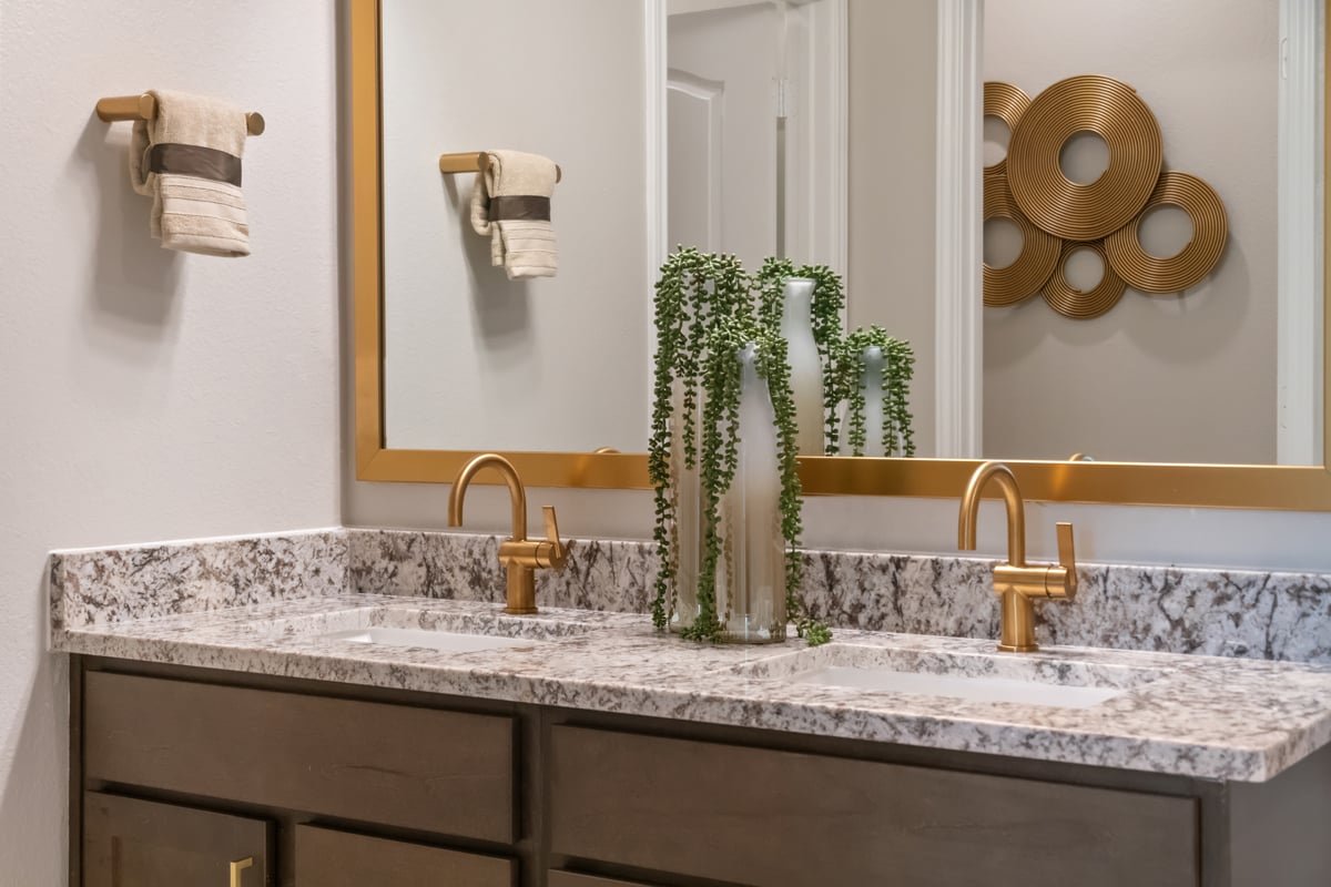 Dual-sink vanity at primary bath
