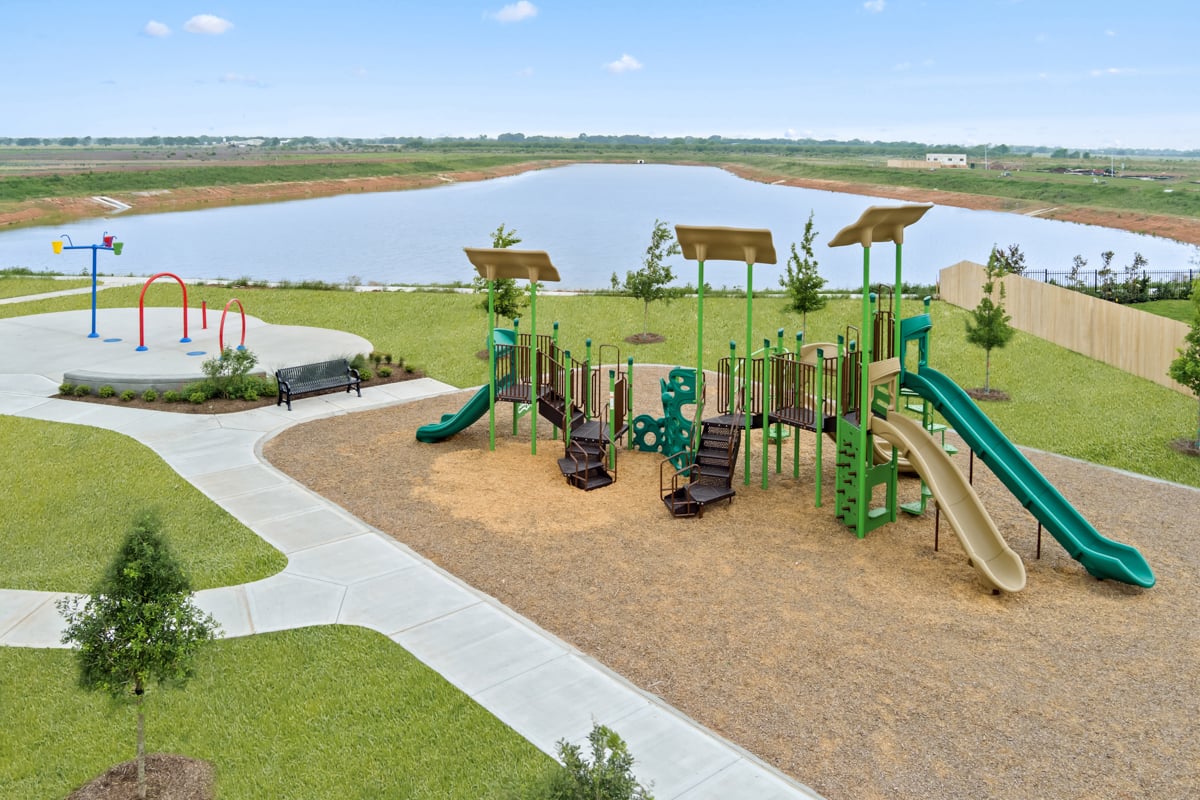 Community park with playground and splash pad
