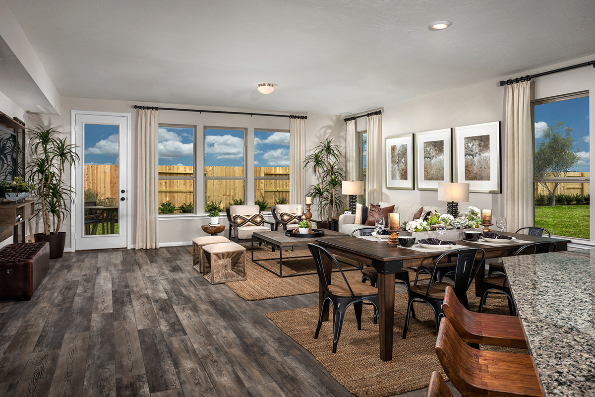New Homes in Alvin, TX - Imperial Forest Plan 2130 Great Room as modeled at Sunset Grove