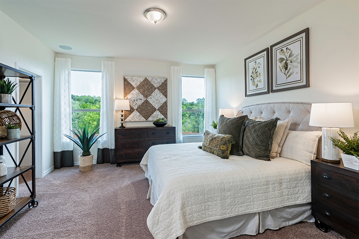 New Homes in San Antonio, TX - Dove Heights Plan 1523 Primary Bedroom as modeled at Champions Landing
