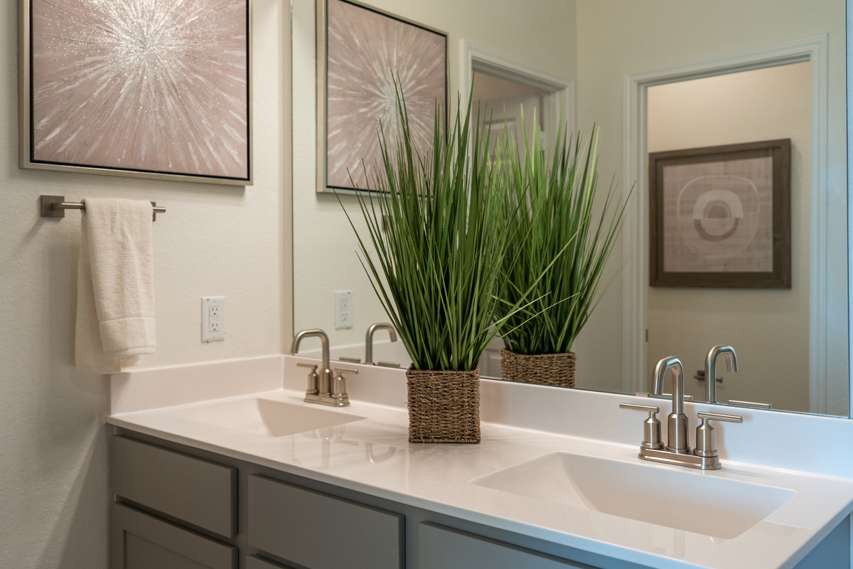 Primary bath with dual sink vanity