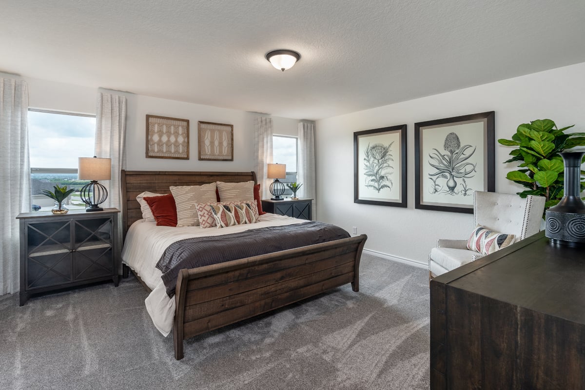 New Homes in San Antonio, TX - The Overlook at Medio Creek Plan 2348 Primary Bedroom as modeled at Willow View