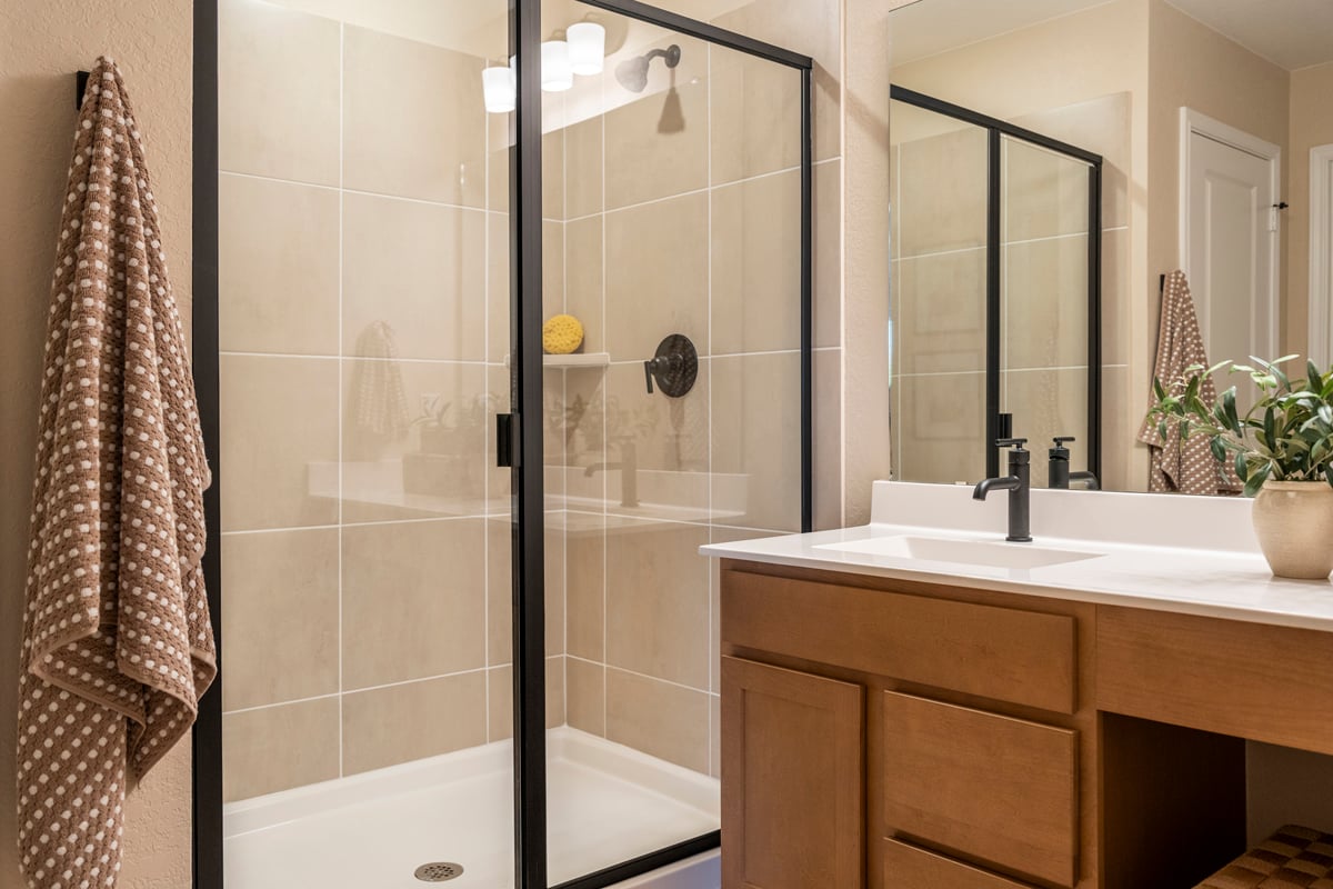 Optional shower with tile surround at primary bath