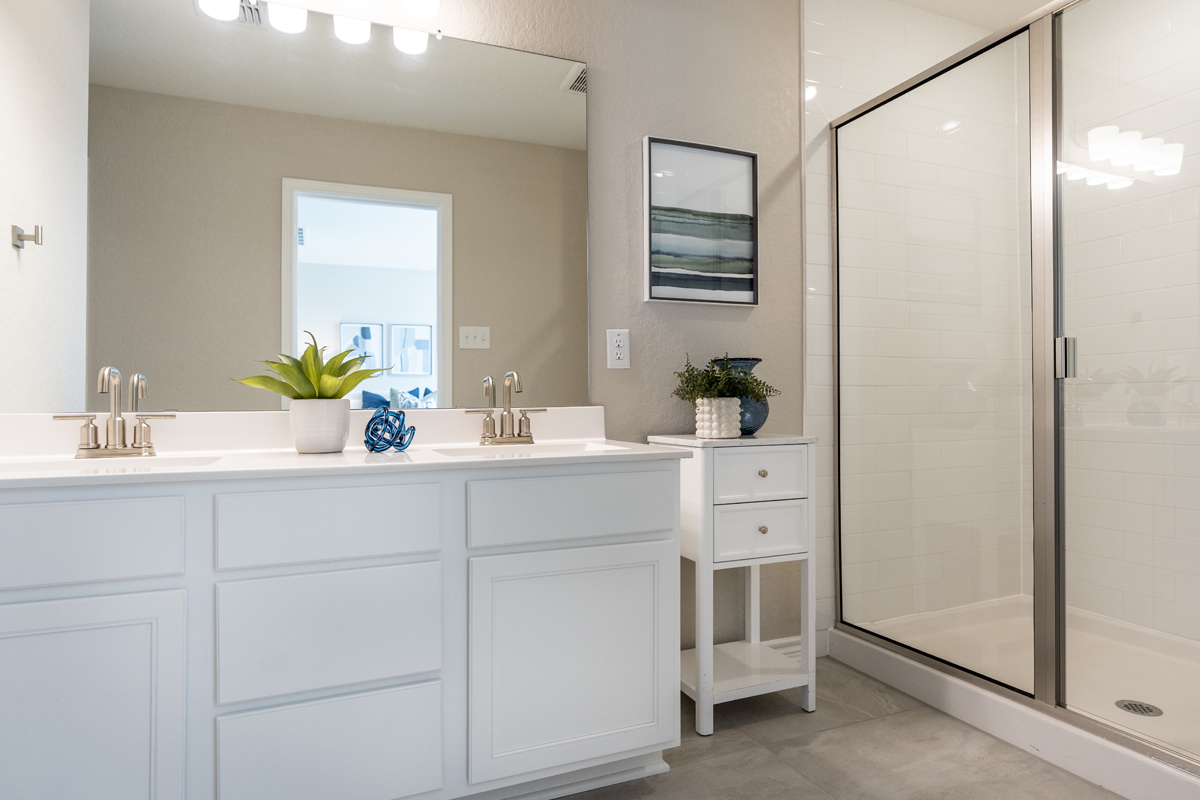 42-in. walk-in shower with tile surround at primary bath