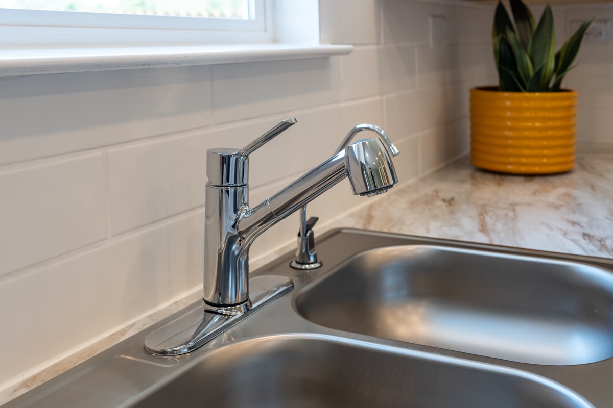 WaterSense® labeled chrome-finished faucet