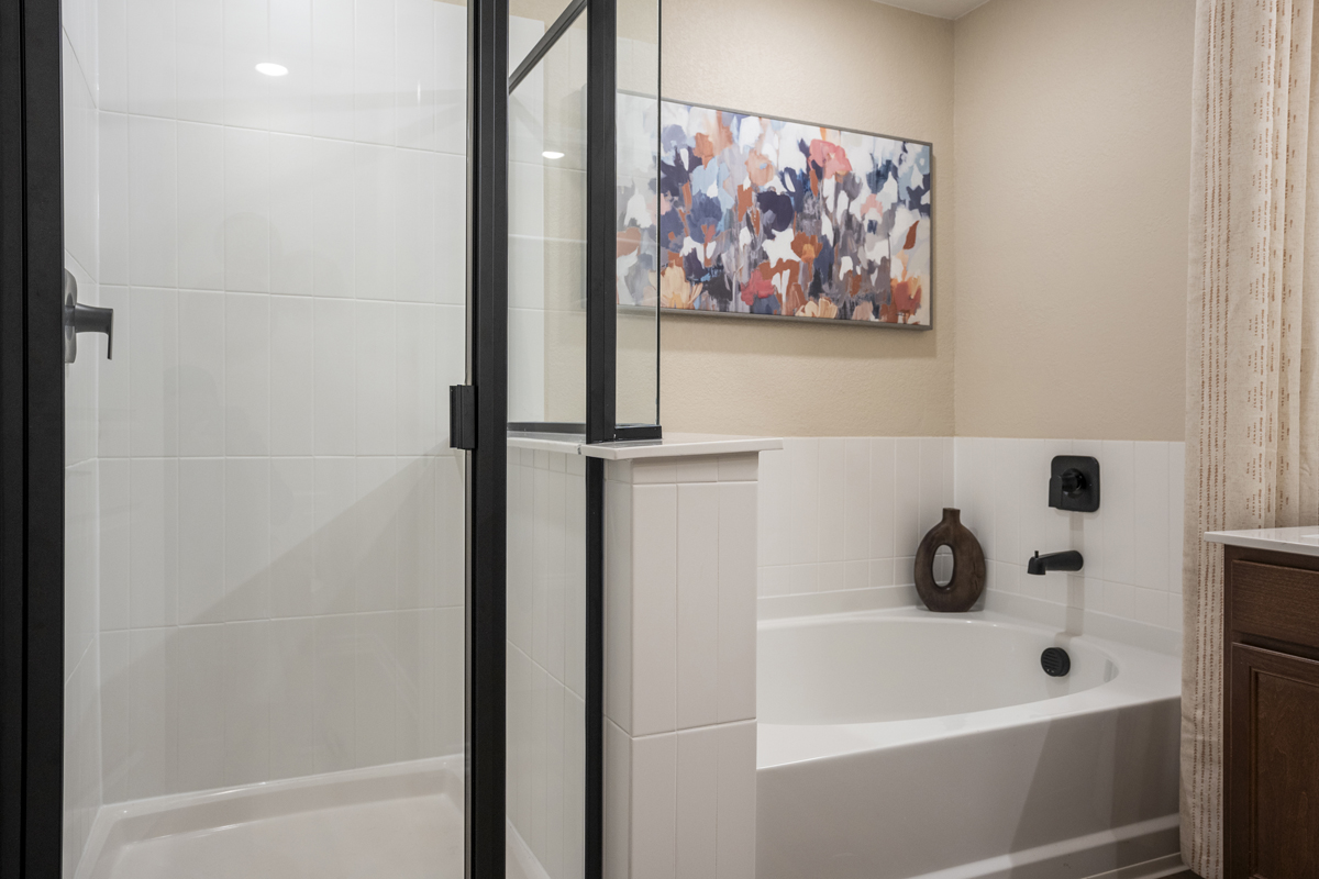 Optional tub and separate shower at primary bath