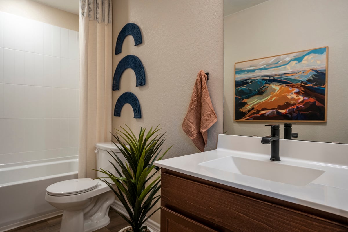 Bath/shower combination at secondary bath