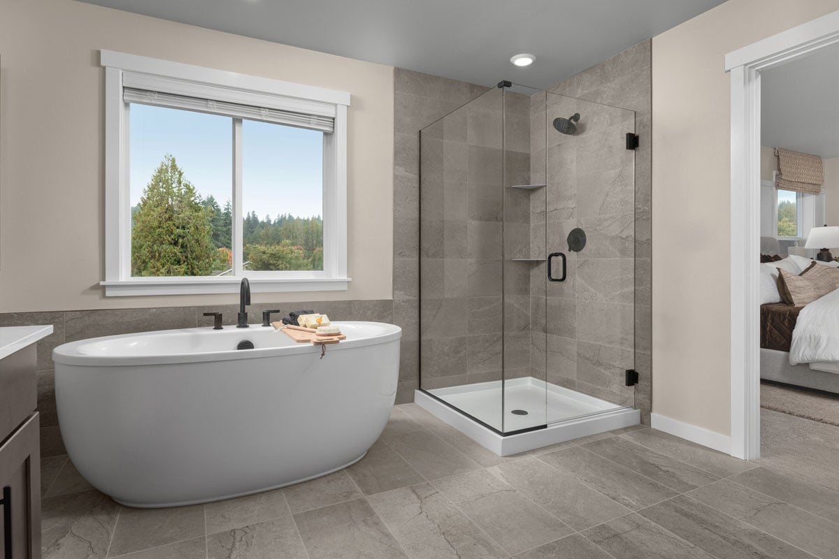 Tub and separate shower at primary bath