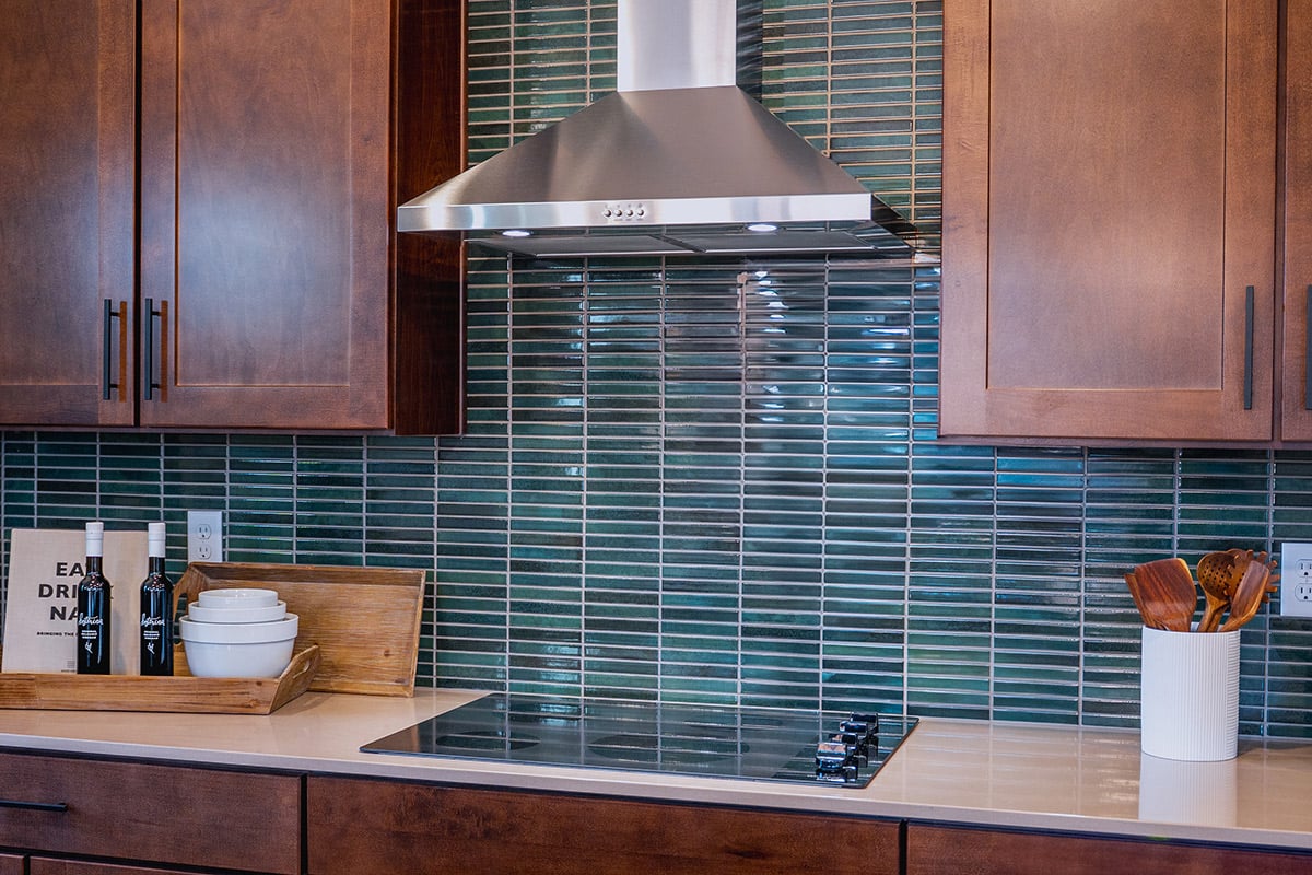 Full-height tile backsplash