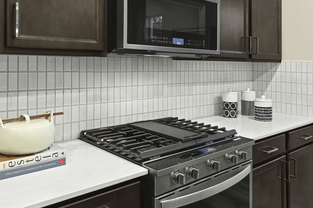 Full-height tile backsplash