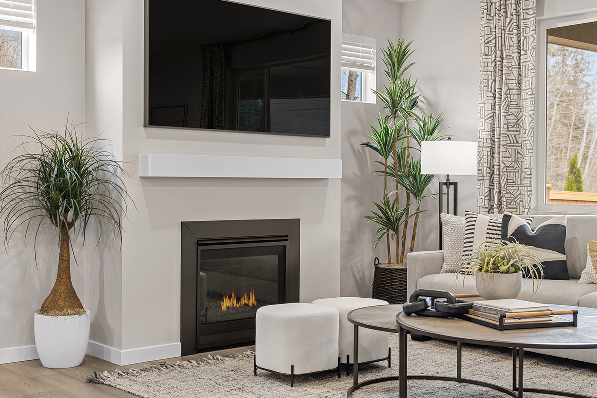 Gas fireplace at great room