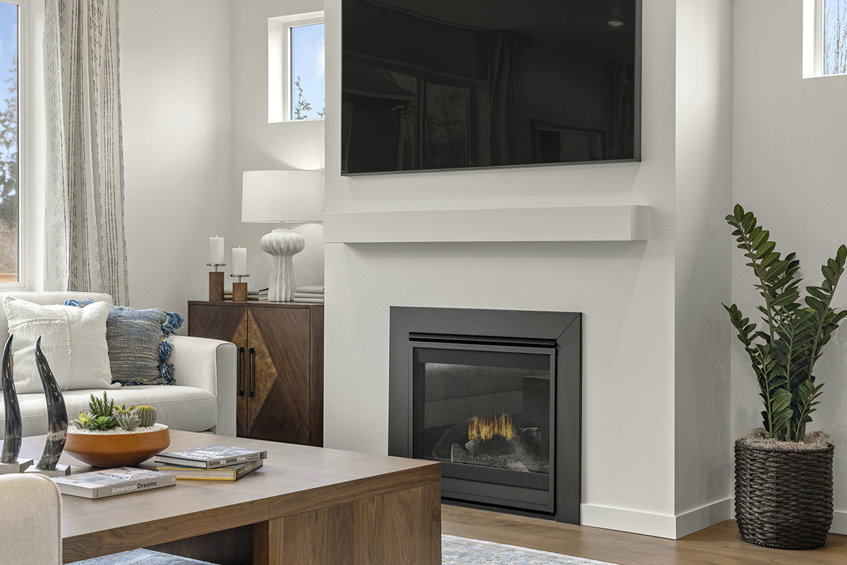 Gas fireplace at great room