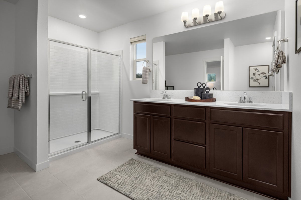 Walk-in shower at primary bath