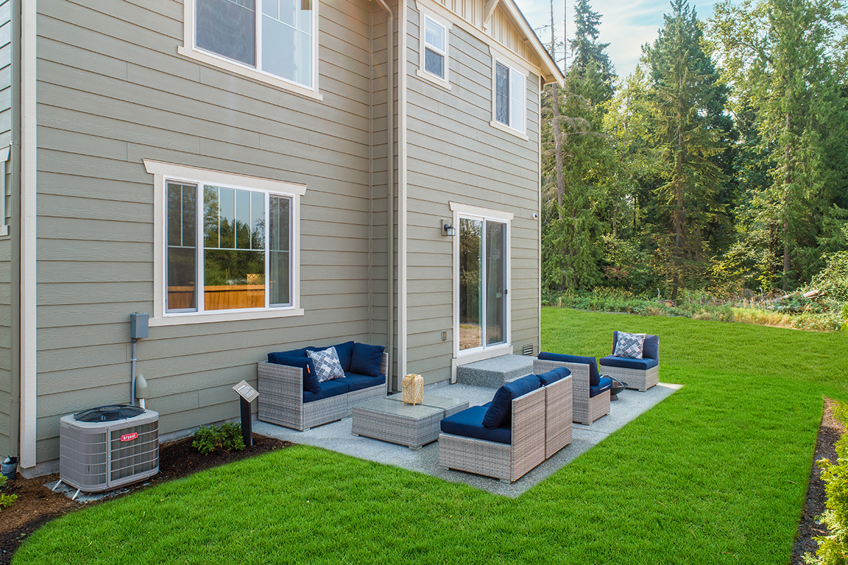 Landscaped backyard with patio