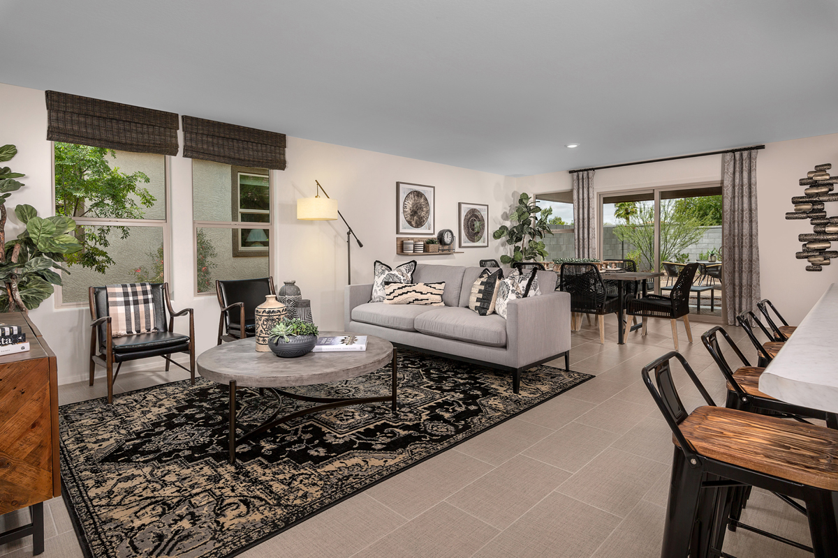 KB model home great room in Goodyear, AZ