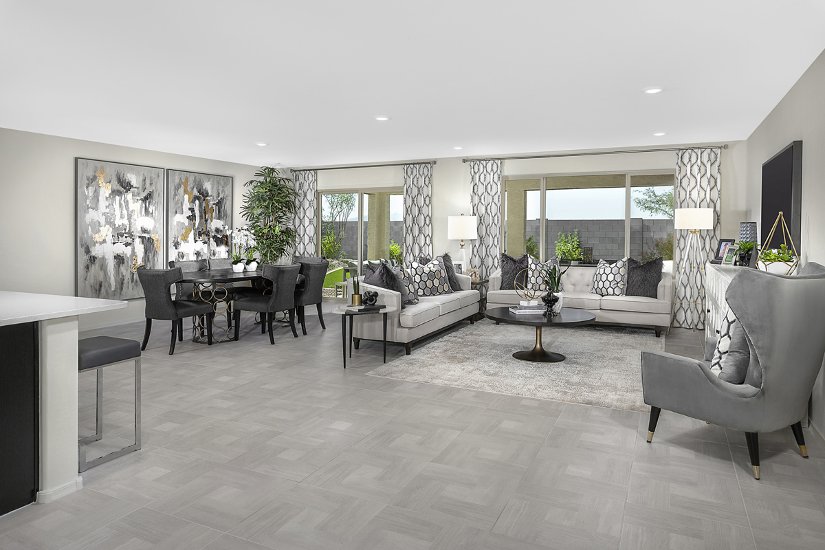 KB model home great room in Buckeye, AZ