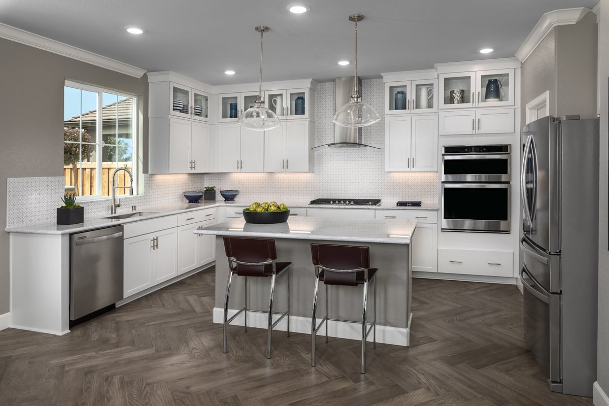 KB model home kitchen in Lathrop, CA