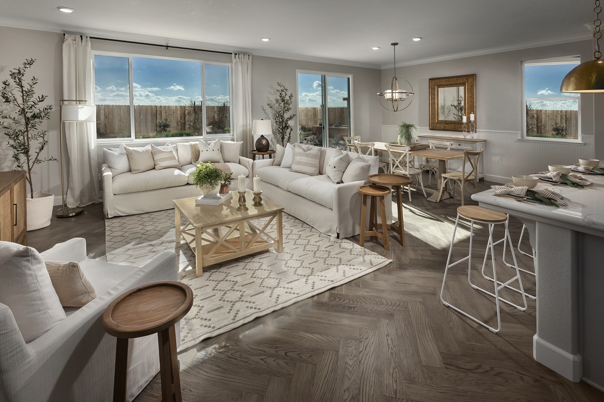 KB model home great room in Madera, CA