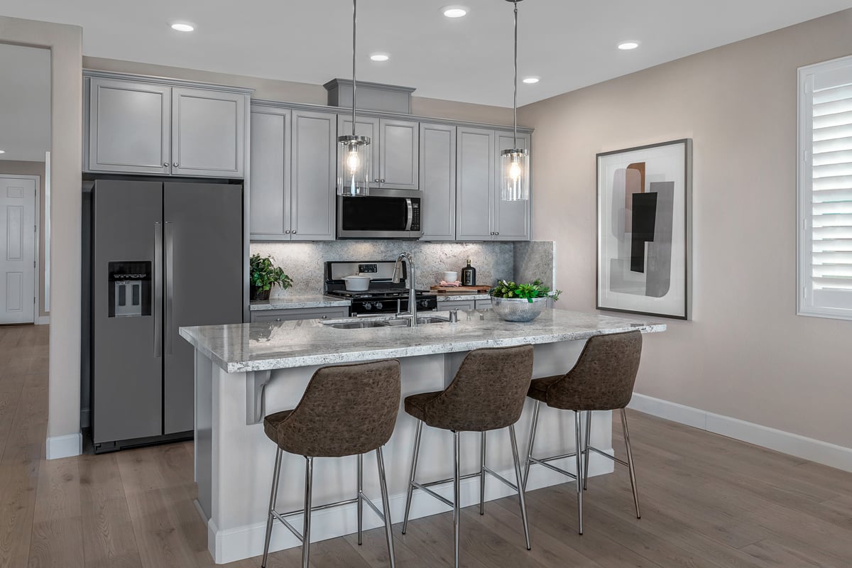 KB model home kitchen in Manteca, CA