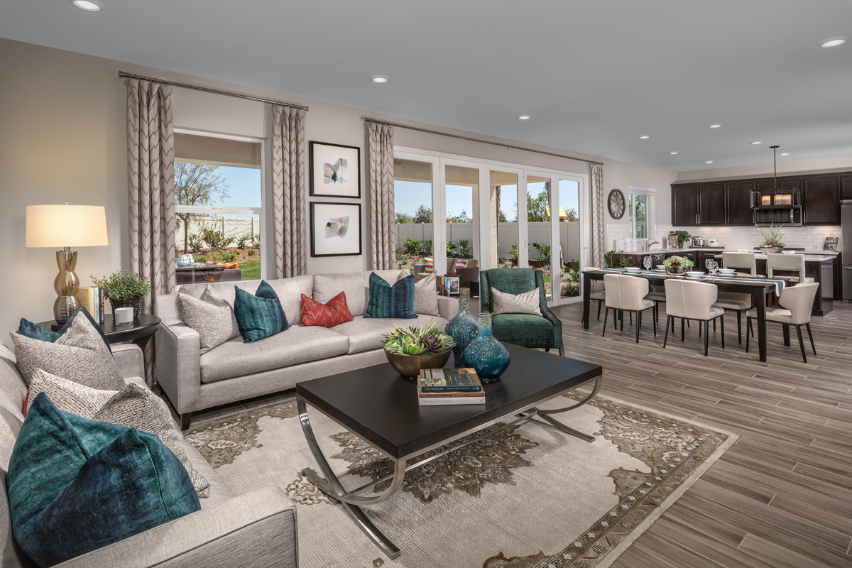 KB model home great room in Menifee, CA