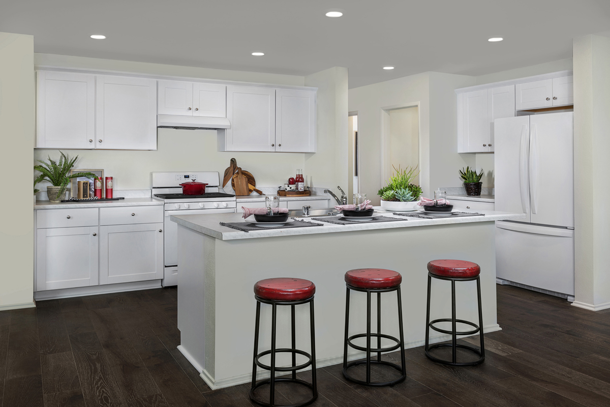 KB model home kitchen in South Perris, CA