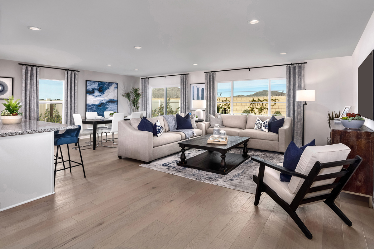 KB model home great room in Winchester, CA