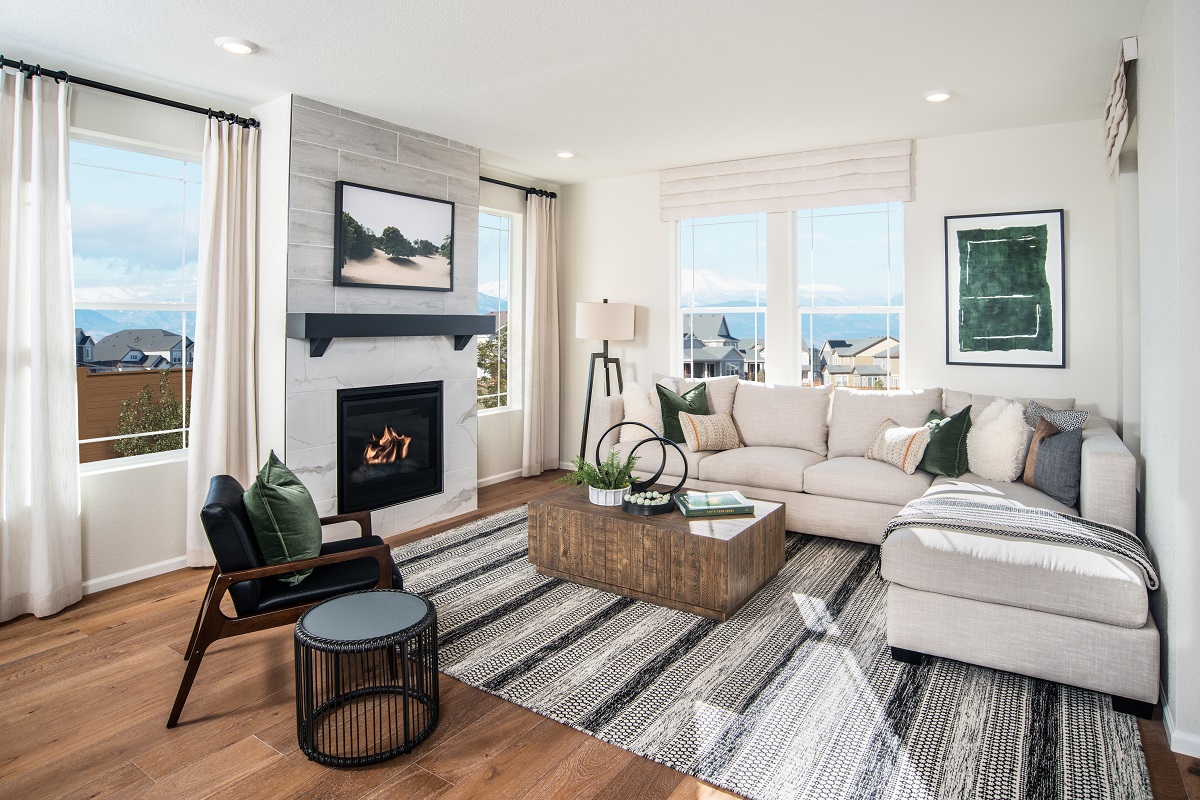KB model home great room in Erie, CO