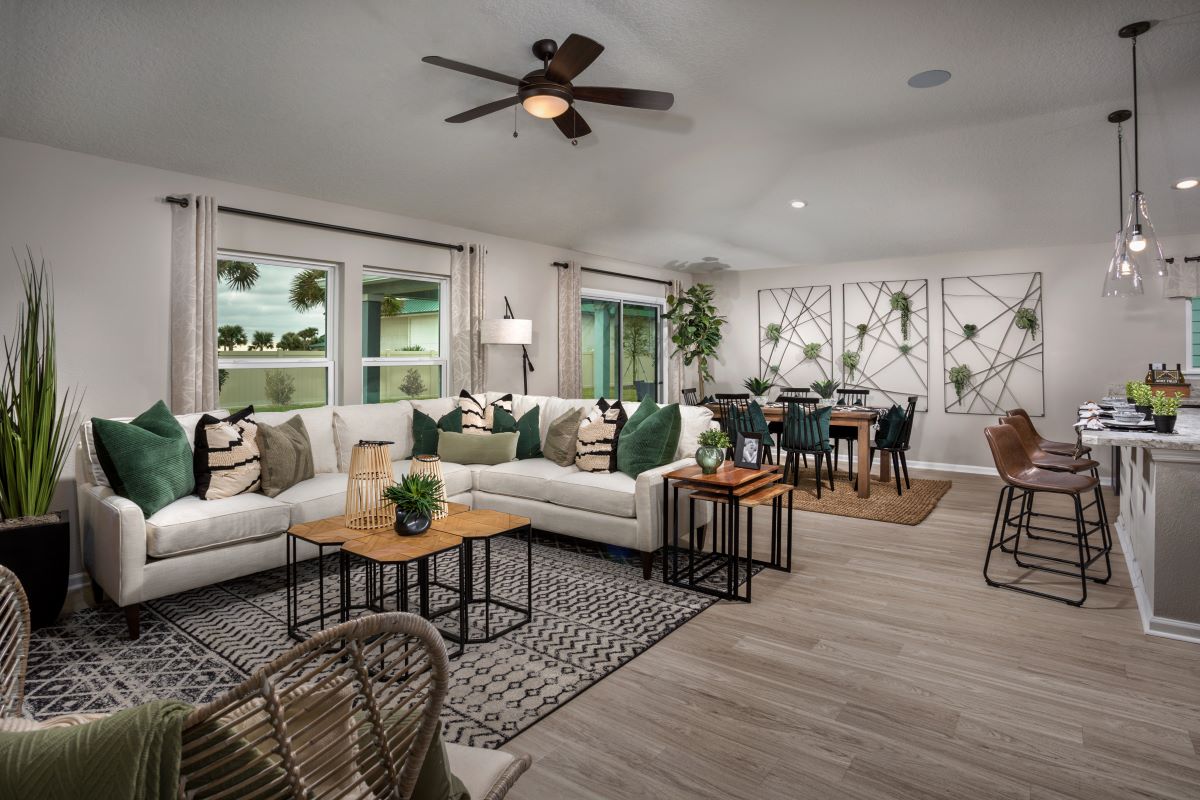 KB model home great room in Palm Coast, FL