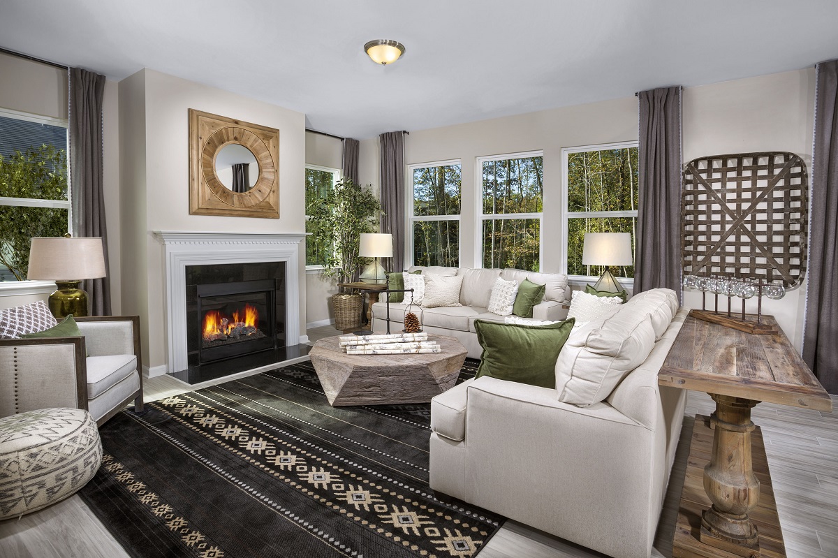 KB model home living room in Fuquay-Varina, NC