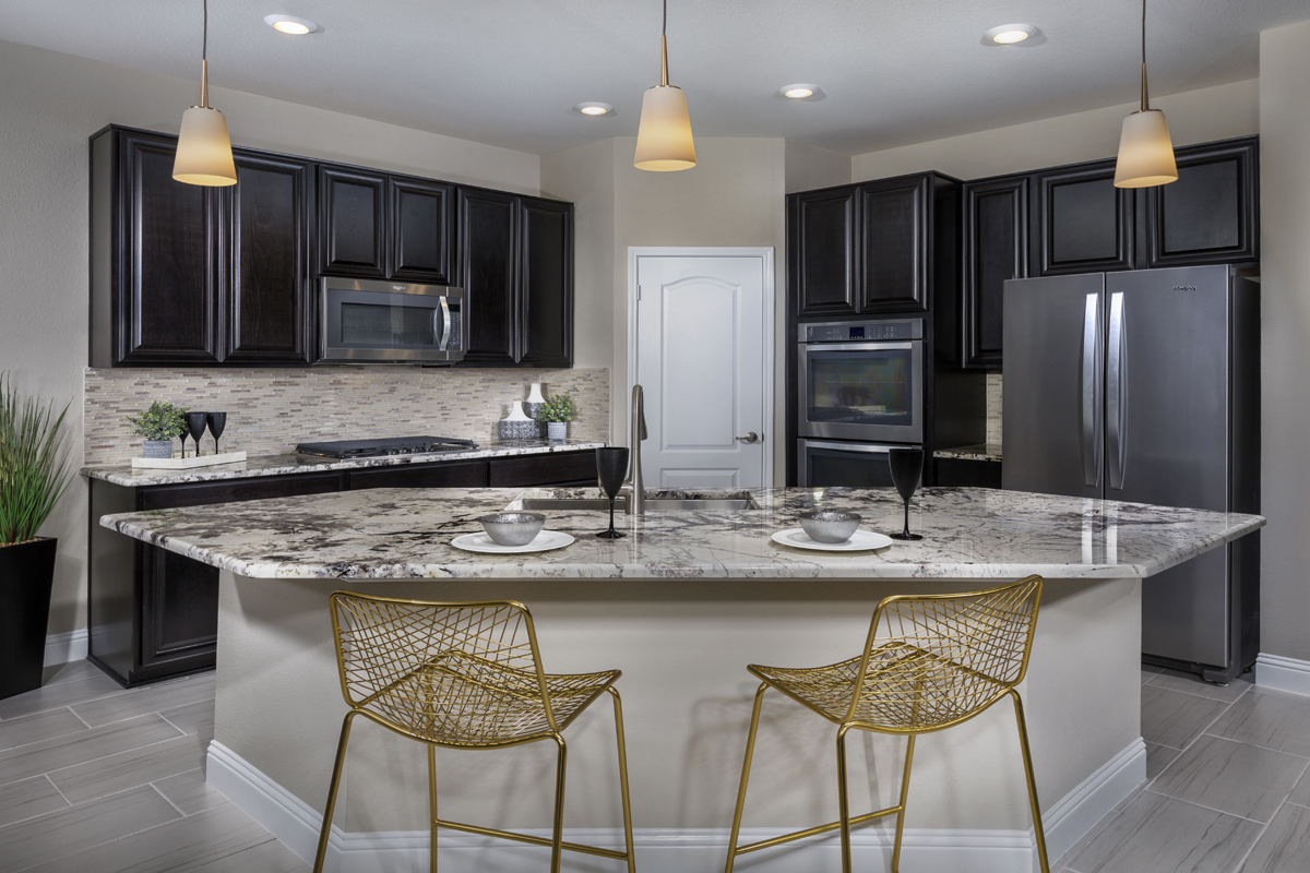 KB model home kitchen in Aubrey, TX