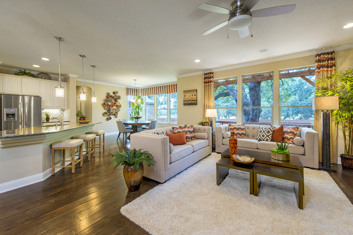KB model home great room in Boerne, TX