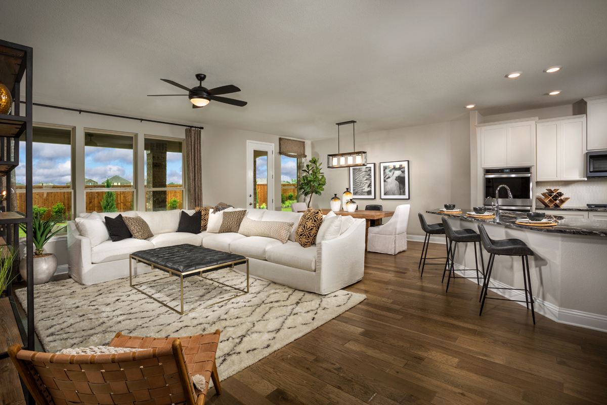 KB model home great room in Celina, TX