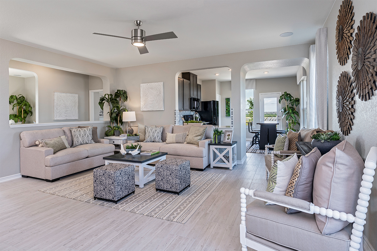 KB model home great room in Converse, TX