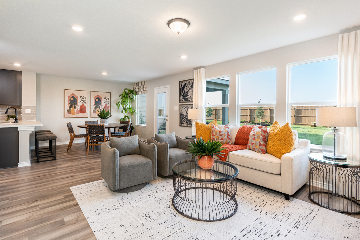 KB model home great room in Elmendorf, TX