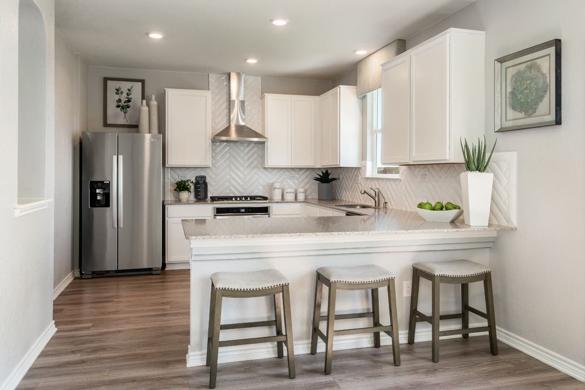 KB model home kitchen in Elmendorf, TX