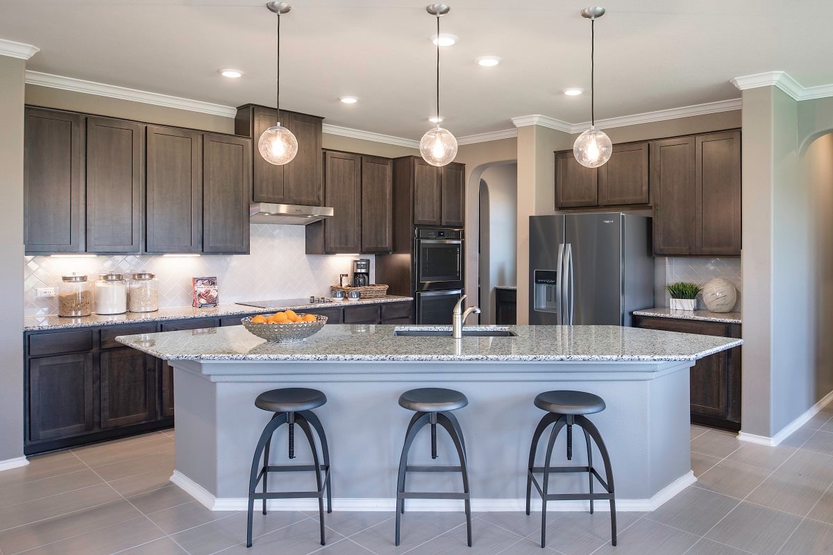 KB model home kitchen in Kyle, TX